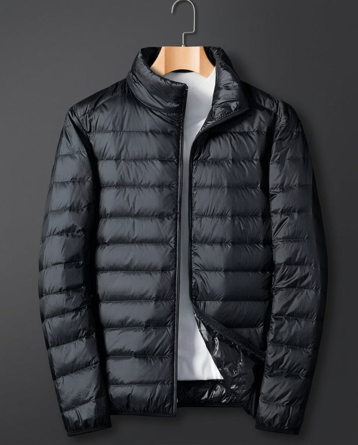Men's Quilted Puffer Jacket with Stand Collar