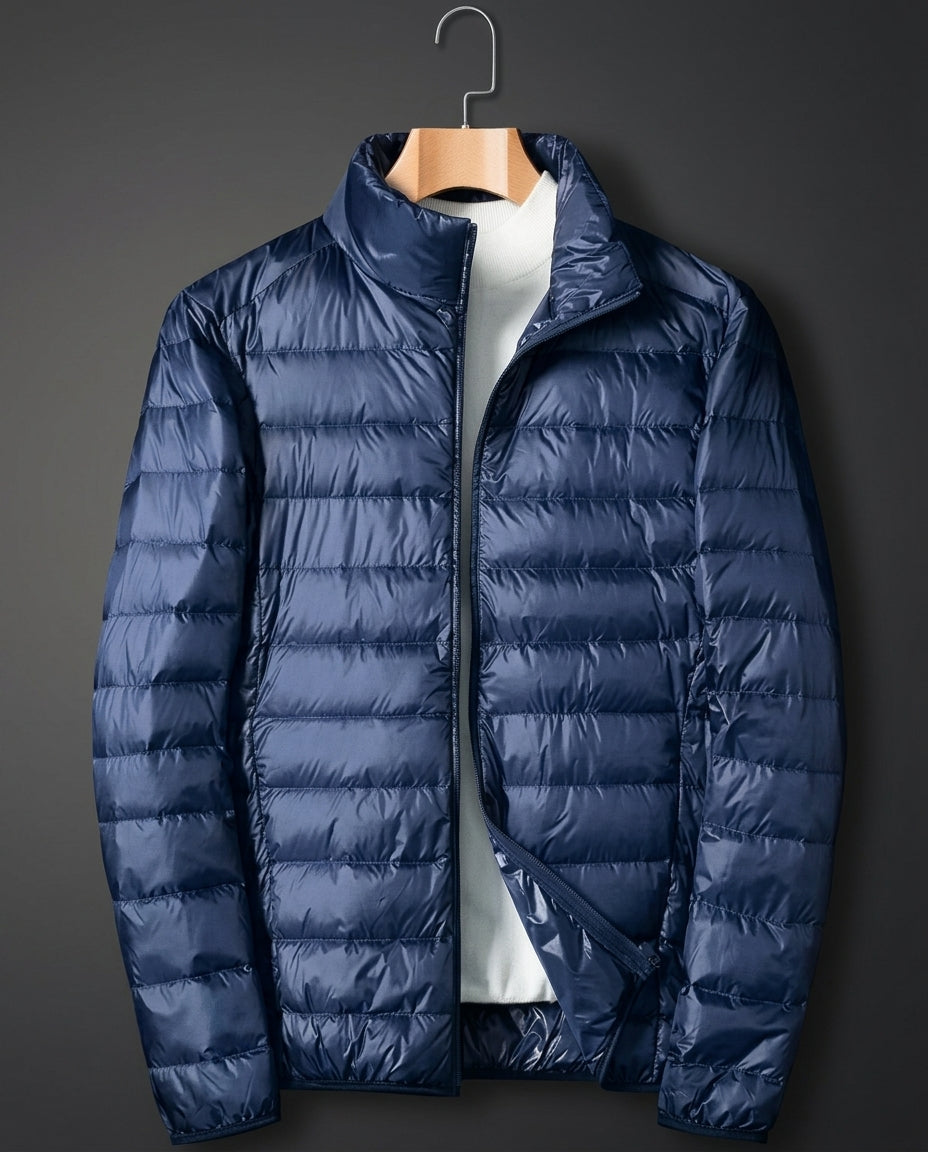 Men's Quilted Puffer Jacket with Stand Collar