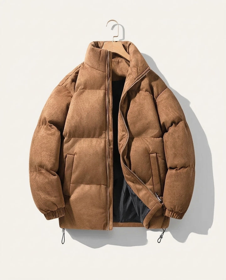 Men's Oversized Puffer Jacket with Drawstring Hem
