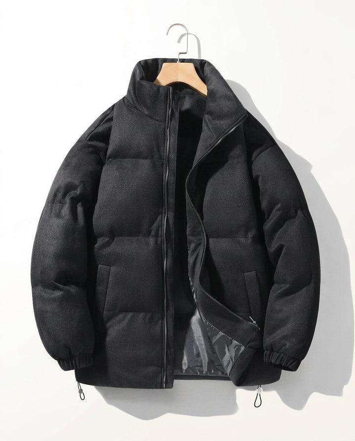 Men's Oversized Puffer Jacket with Drawstring Hem