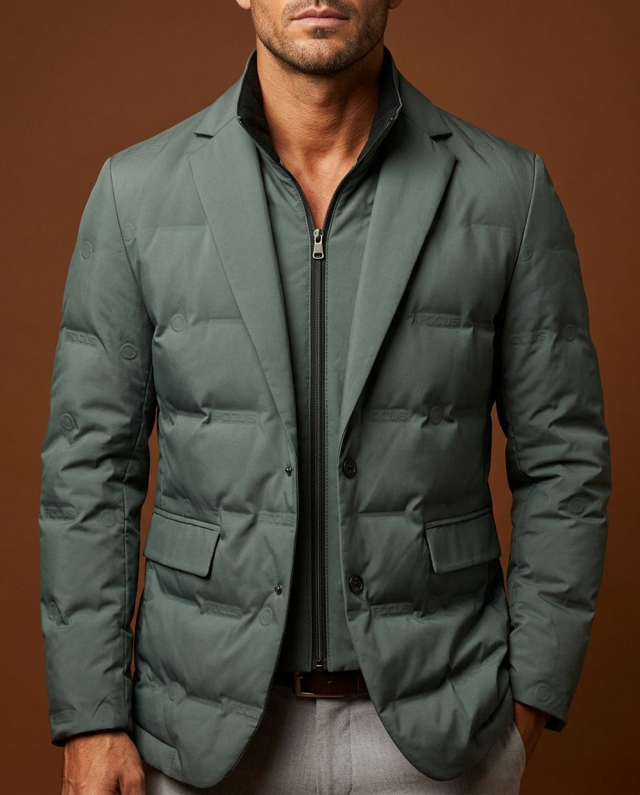 Men's Quilted Blazer Jacket with Notch Lapel