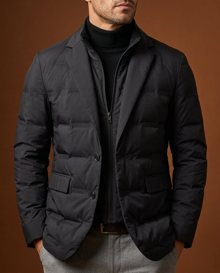 Men's Quilted Blazer Jacket with Notch Lapel