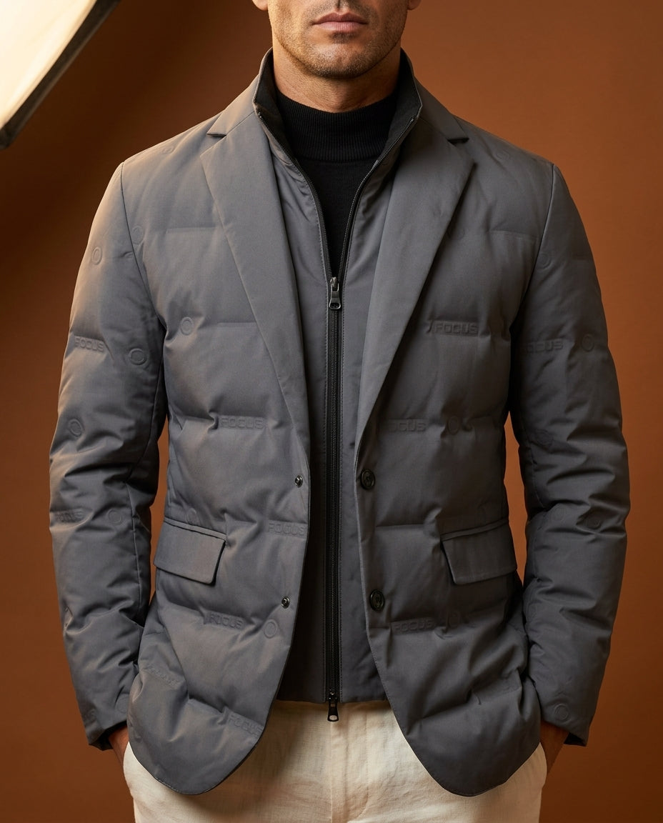 Men's Quilted Blazer Jacket with Notch Lapel