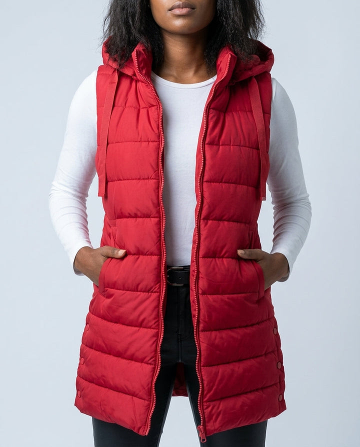 Women's Longline Hooded Puffer Gilet