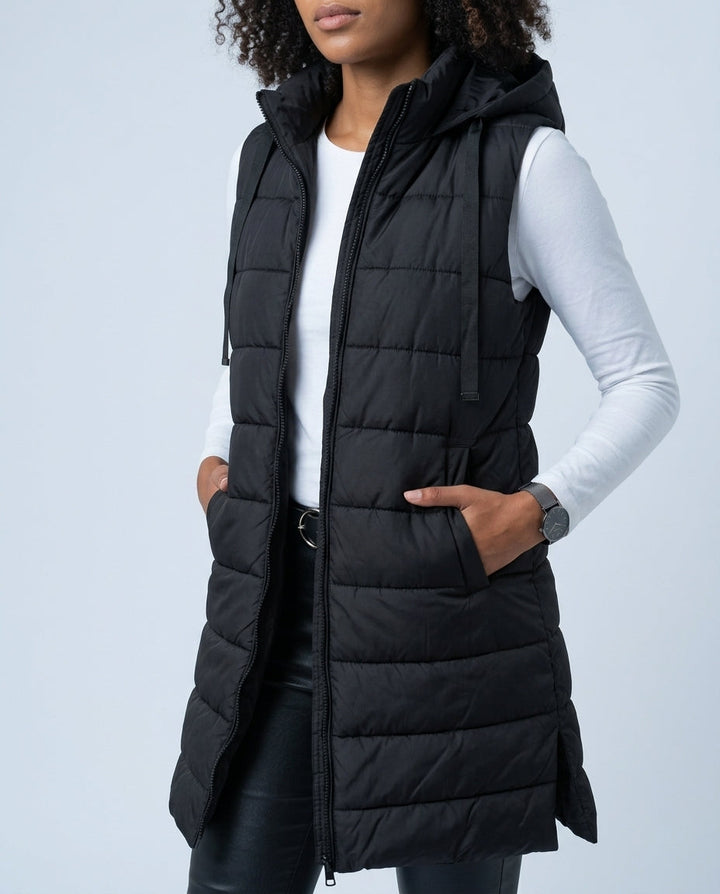 Women's Longline Hooded Puffer Gilet