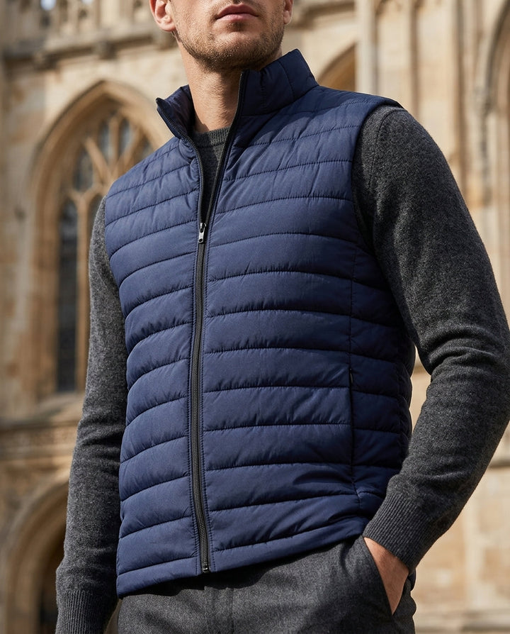Men's Quilted Puffer Gilet with Stand Collar