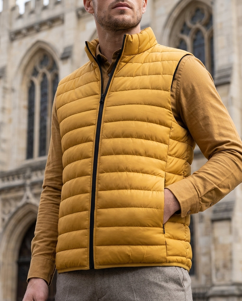 Men's Quilted Puffer Gilet with Stand Collar