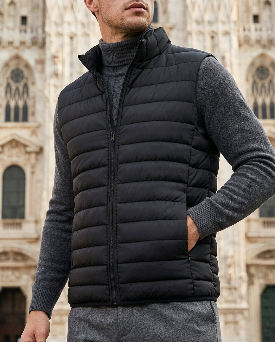 Men's Quilted Puffer Gilet with Stand Collar