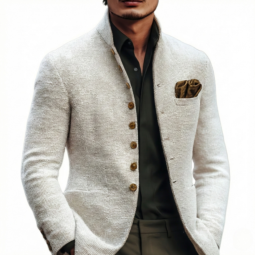 Men's Textured Stand Collar Cardigan in a Tailored Fit