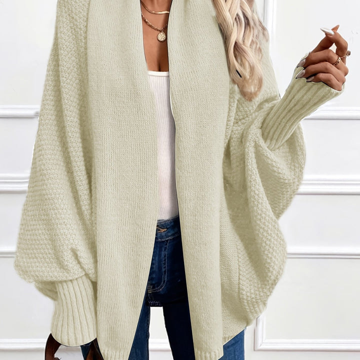 Women's Knitted Cardigan with Batwing Sleeves and Shawl Collar