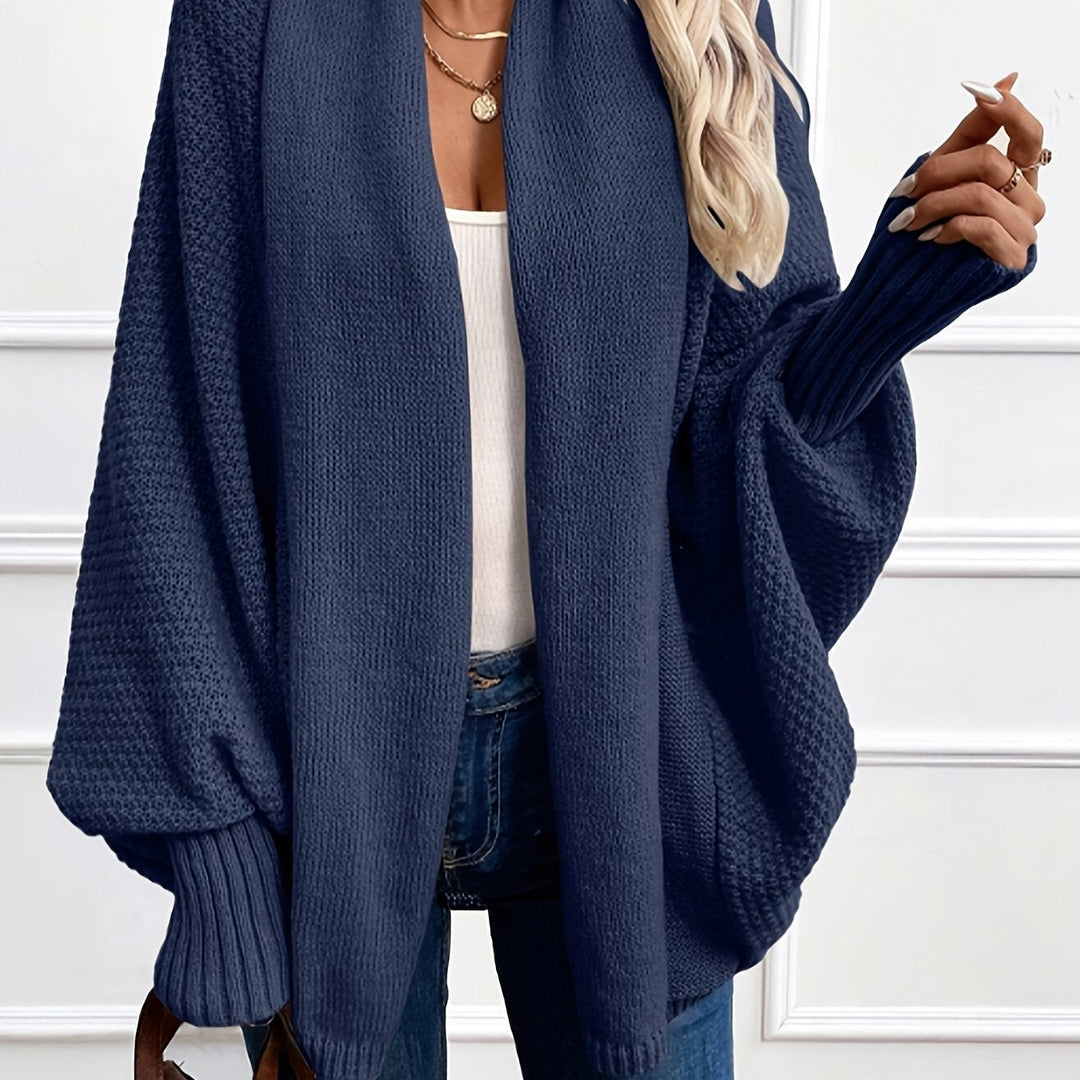 Women's Knitted Cardigan with Batwing Sleeves and Shawl Collar