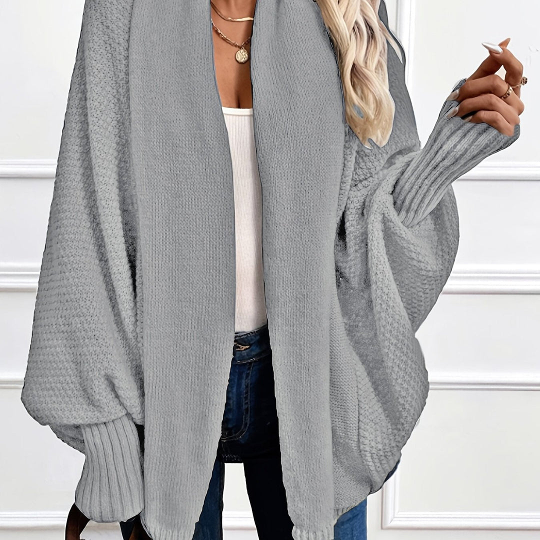 Women's Knitted Cardigan with Batwing Sleeves and Shawl Collar