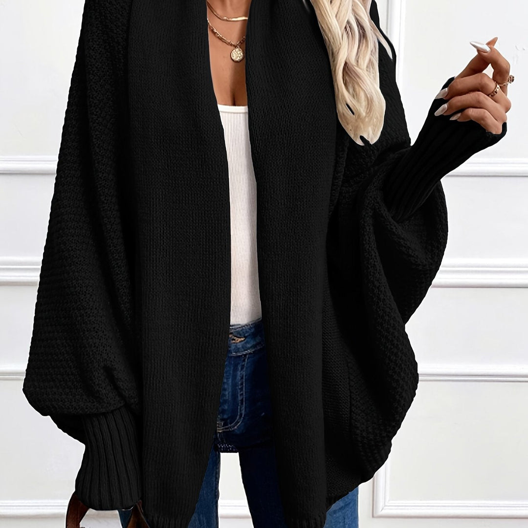 Women's Knitted Cardigan with Batwing Sleeves and Shawl Collar
