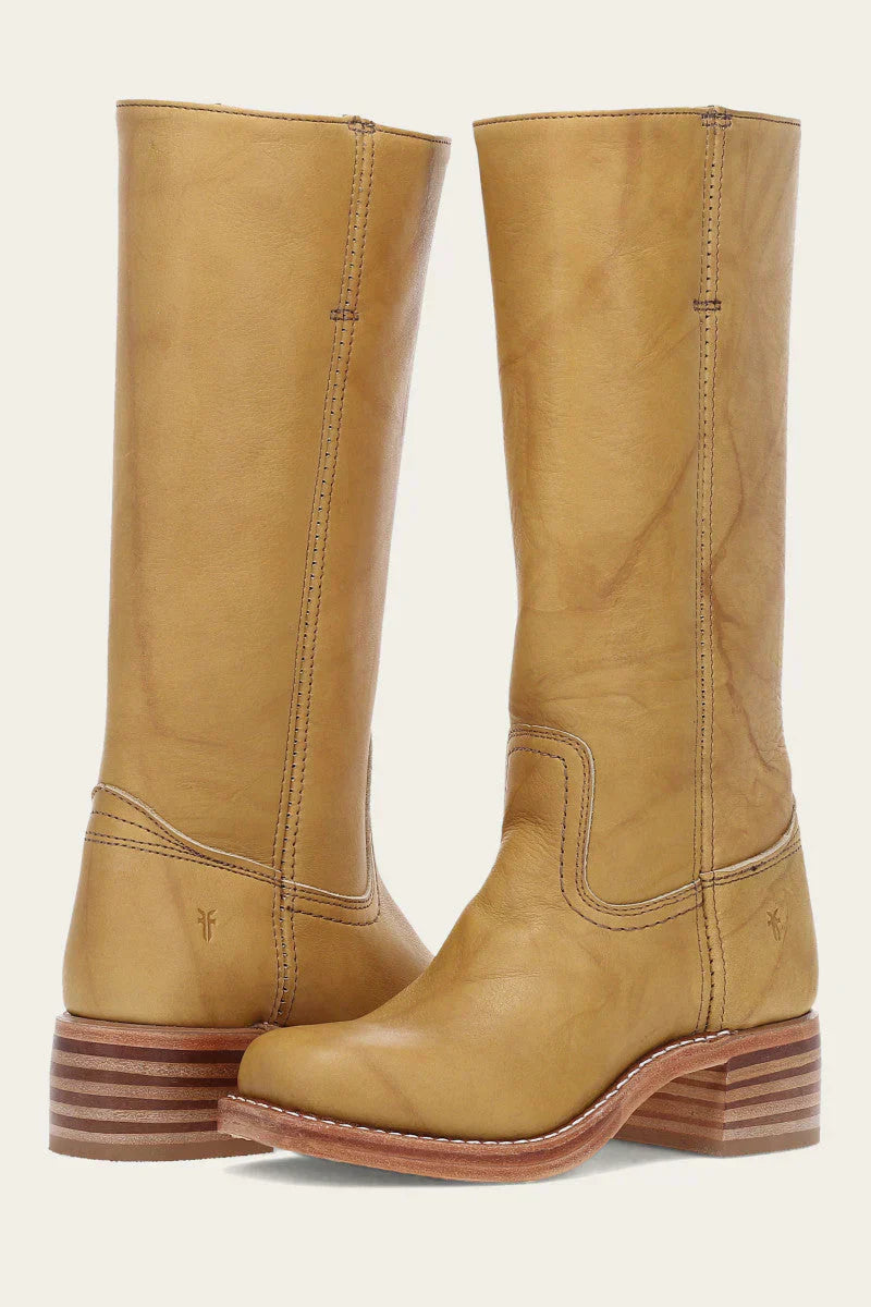 Women's Western Mid Calf Boots with Stacked Block Heel