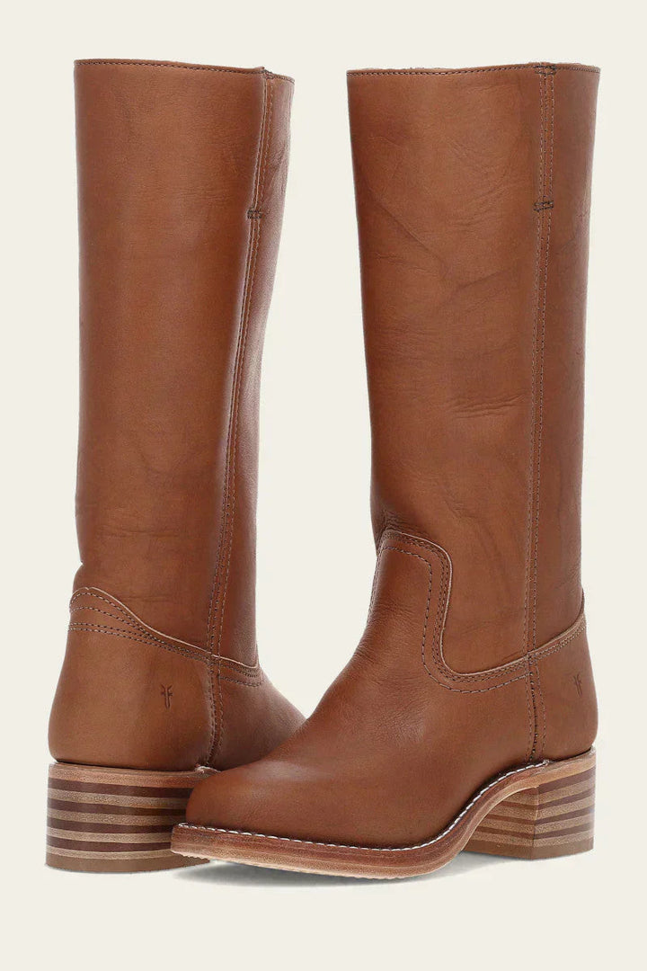 Women's Western Mid Calf Boots with Stacked Block Heel