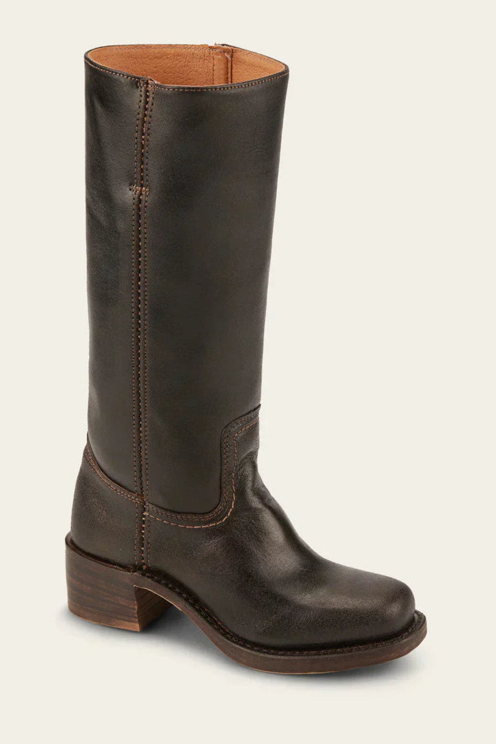 Women's Western Mid Calf Boots with Stacked Block Heel