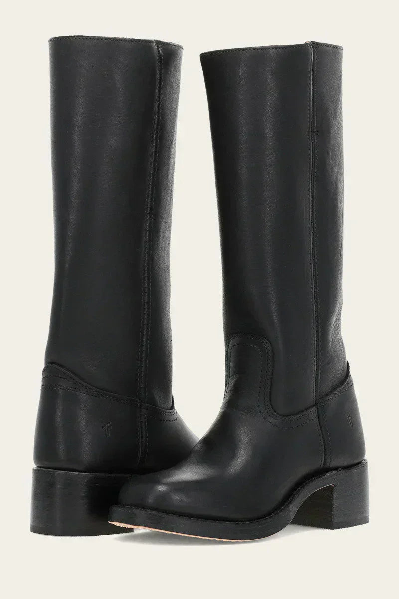 Women's Western Mid Calf Boots with Stacked Block Heel