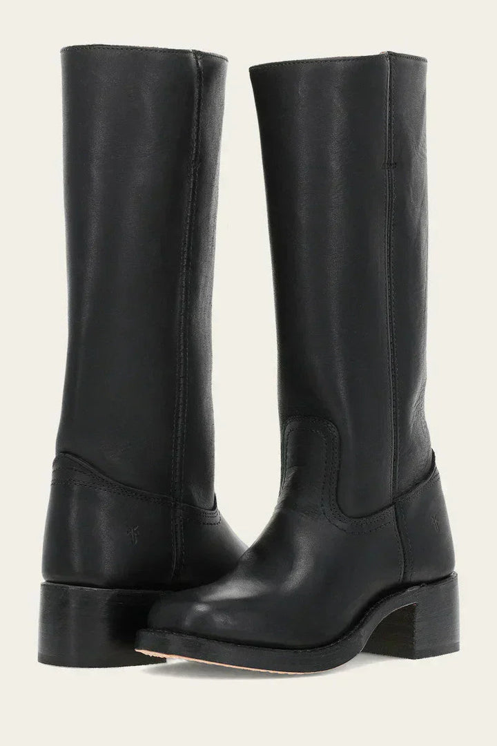 Women's Western Mid Calf Boots with Stacked Block Heel