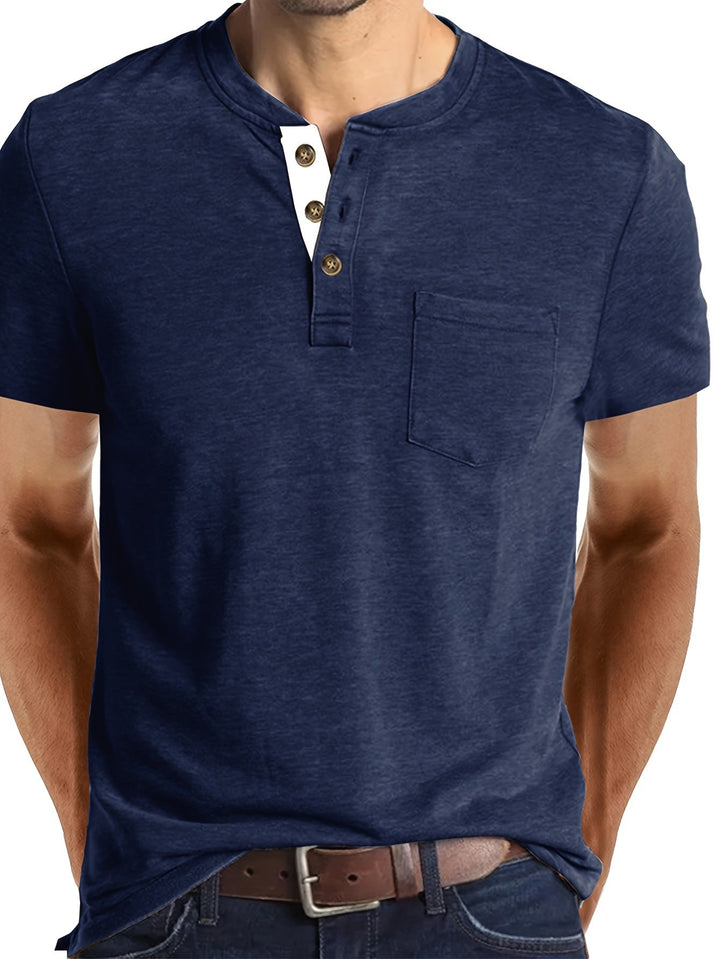 Men's Henley T-Shirt with Chest Pocket