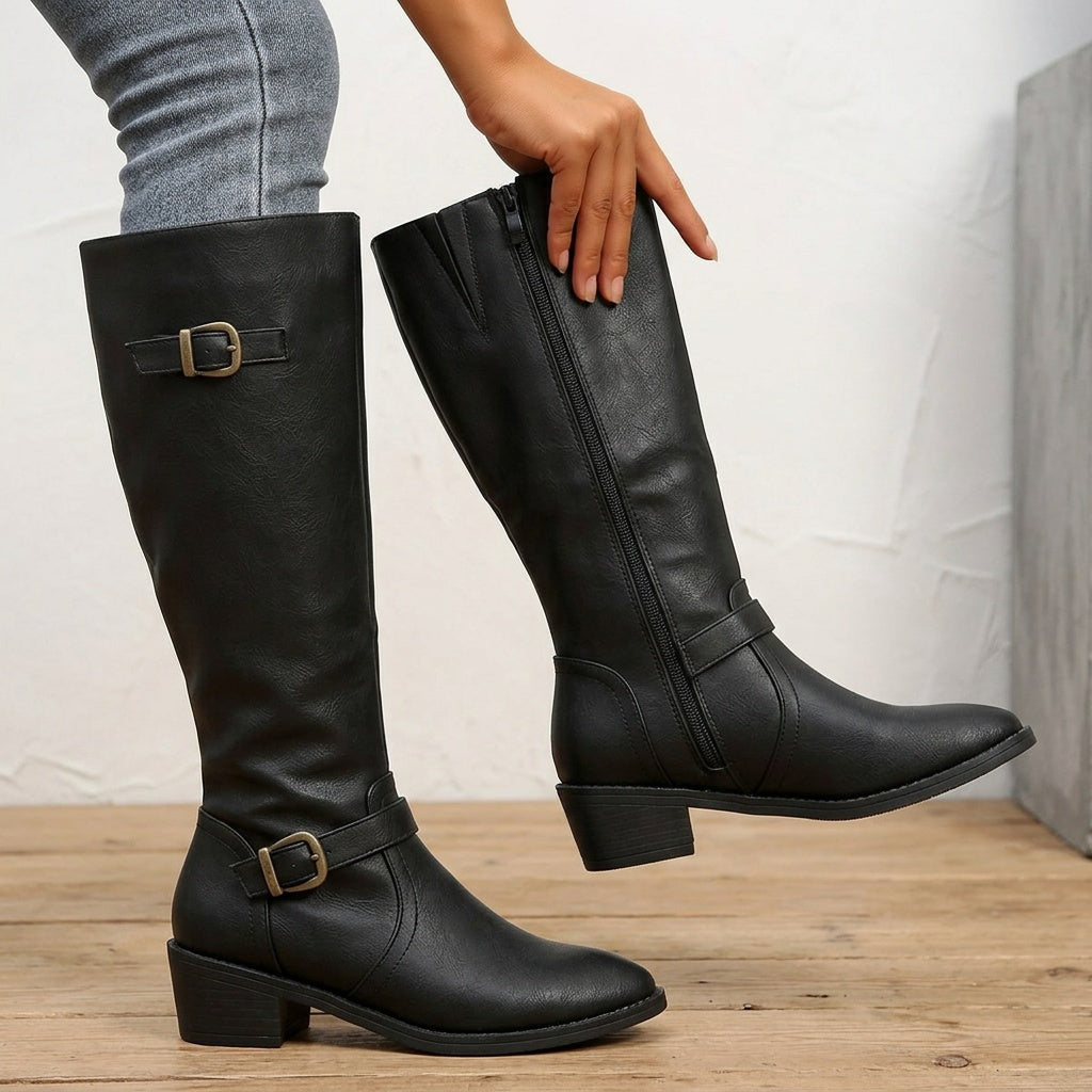 Bottes pour femme montant jusqu’au genou avec détail de bride à boucle