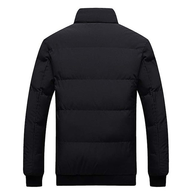 Men's Quilted Puffer Jacket with Stand Collar