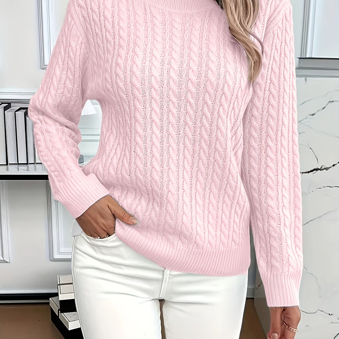 Women's Cable-Knit Round Neck Jumper Relaxed Fit