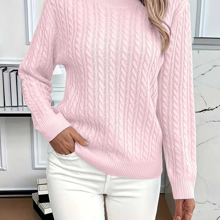 Women's Cable-Knit Round Neck Jumper Relaxed Fit