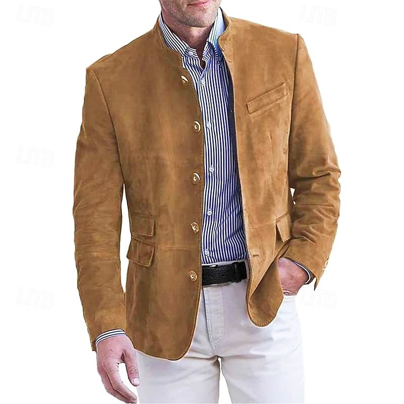 Men's Suede Stand Collar Jacket in Regular Fit