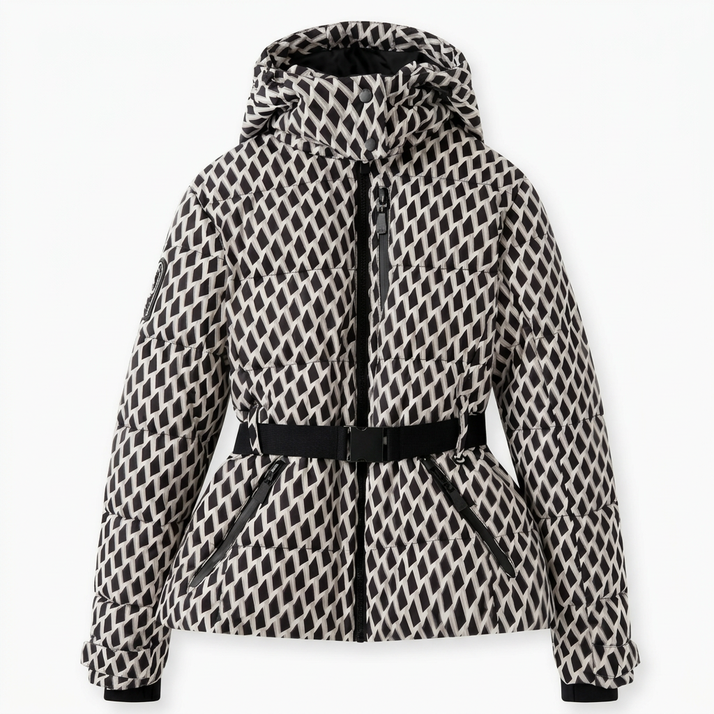 Women's Quilted Puffer Jacket with Belted Waist
