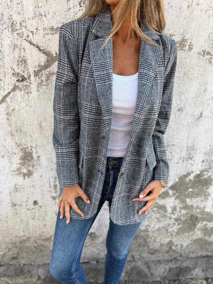 Women's Check Print Tailored Blazer