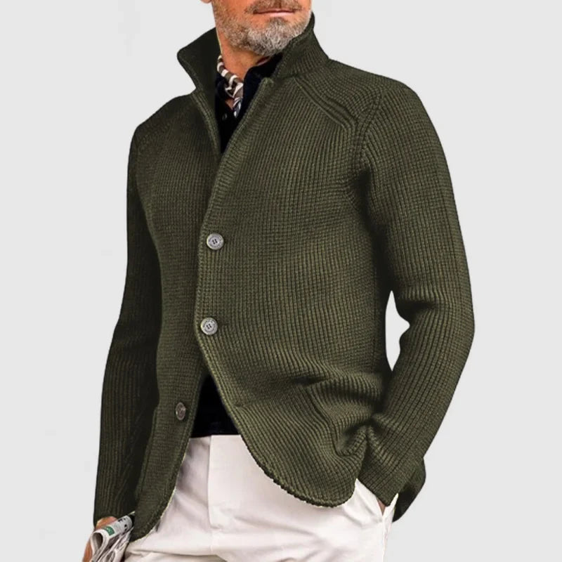 Men's Knit Button-Front Cardigan with Front Pockets