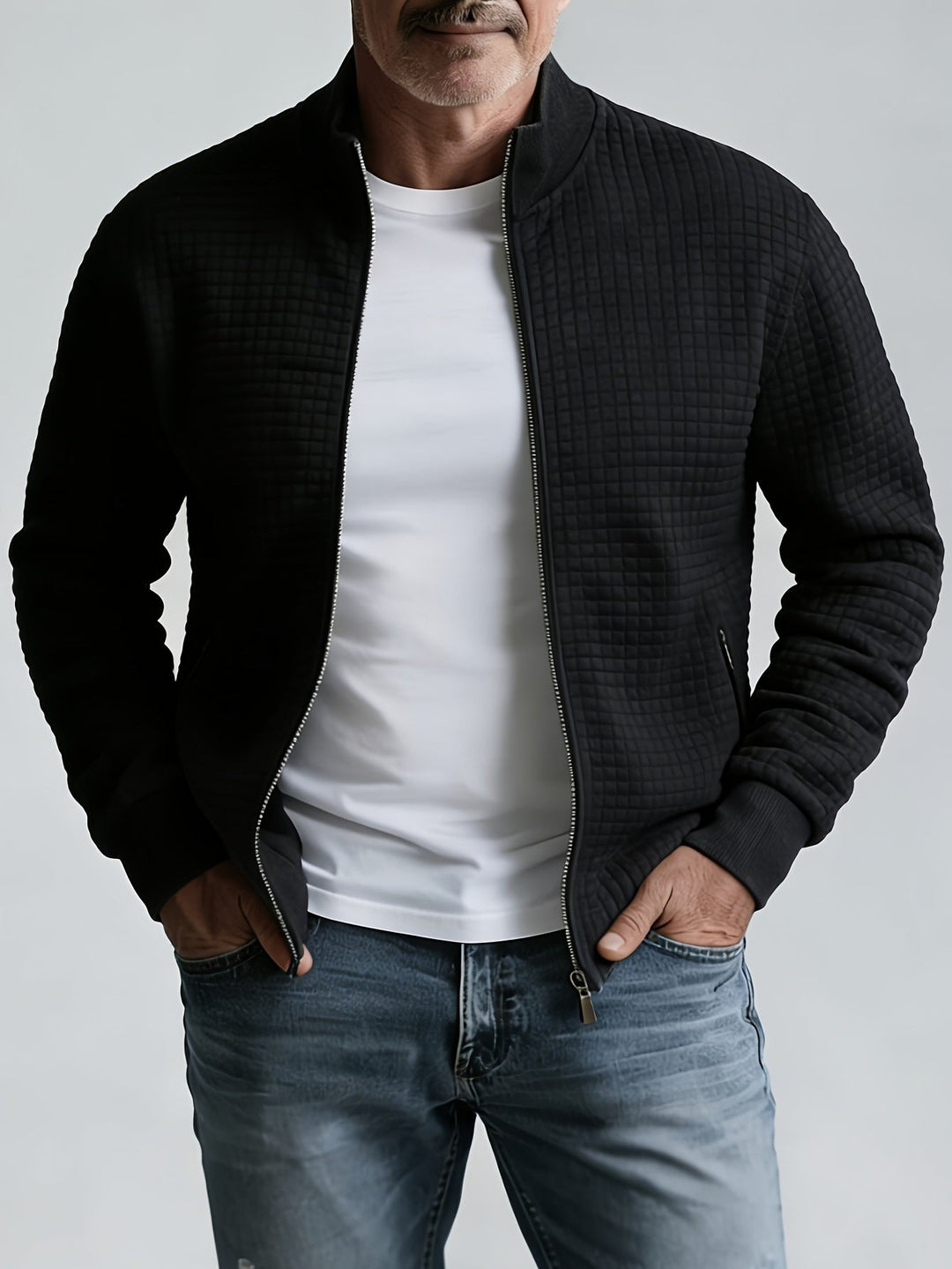 Mens Waffle Knit Zip Jacket