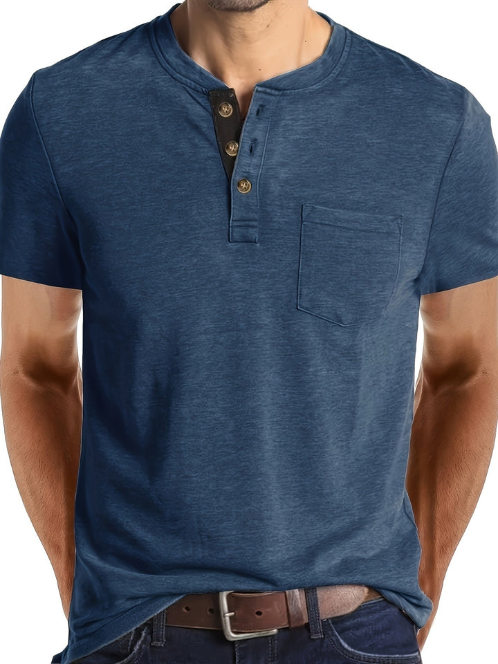 Men's Henley T-Shirt with Chest Pocket
