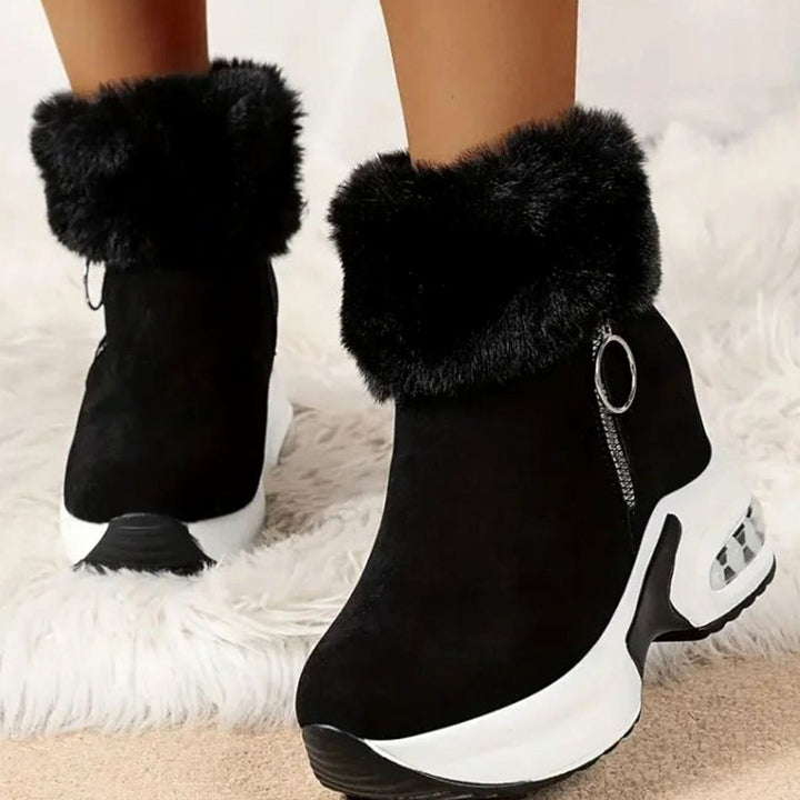 Women's Faux Fur Trim Boots with Platform Sole