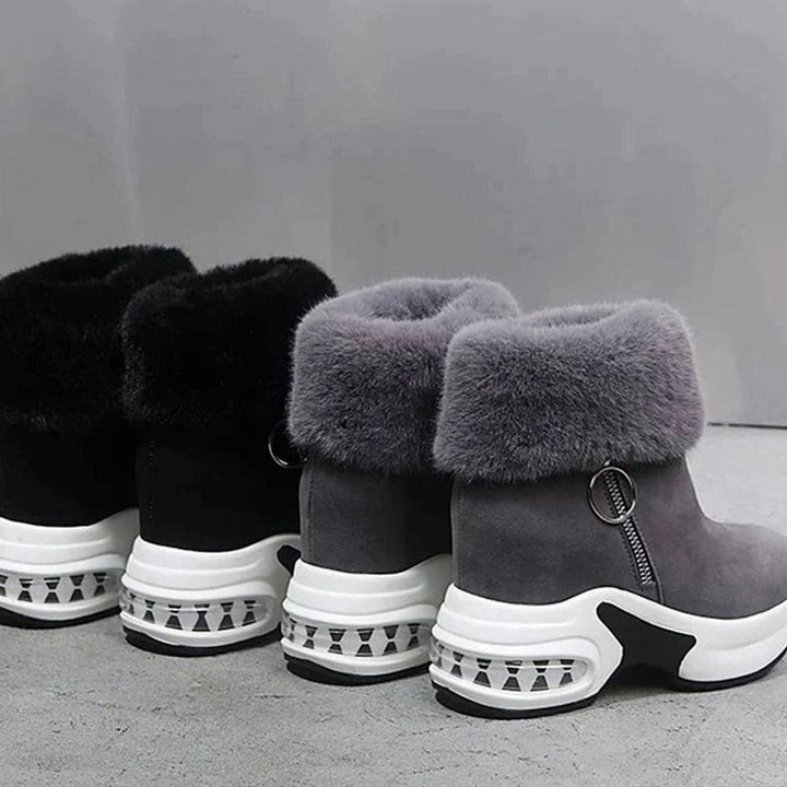 Women's Faux Fur Trim Boots with Platform Sole