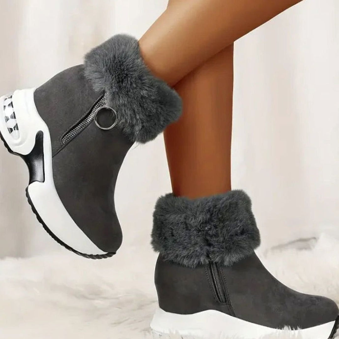 Women's Faux Fur Trim Boots with Platform Sole