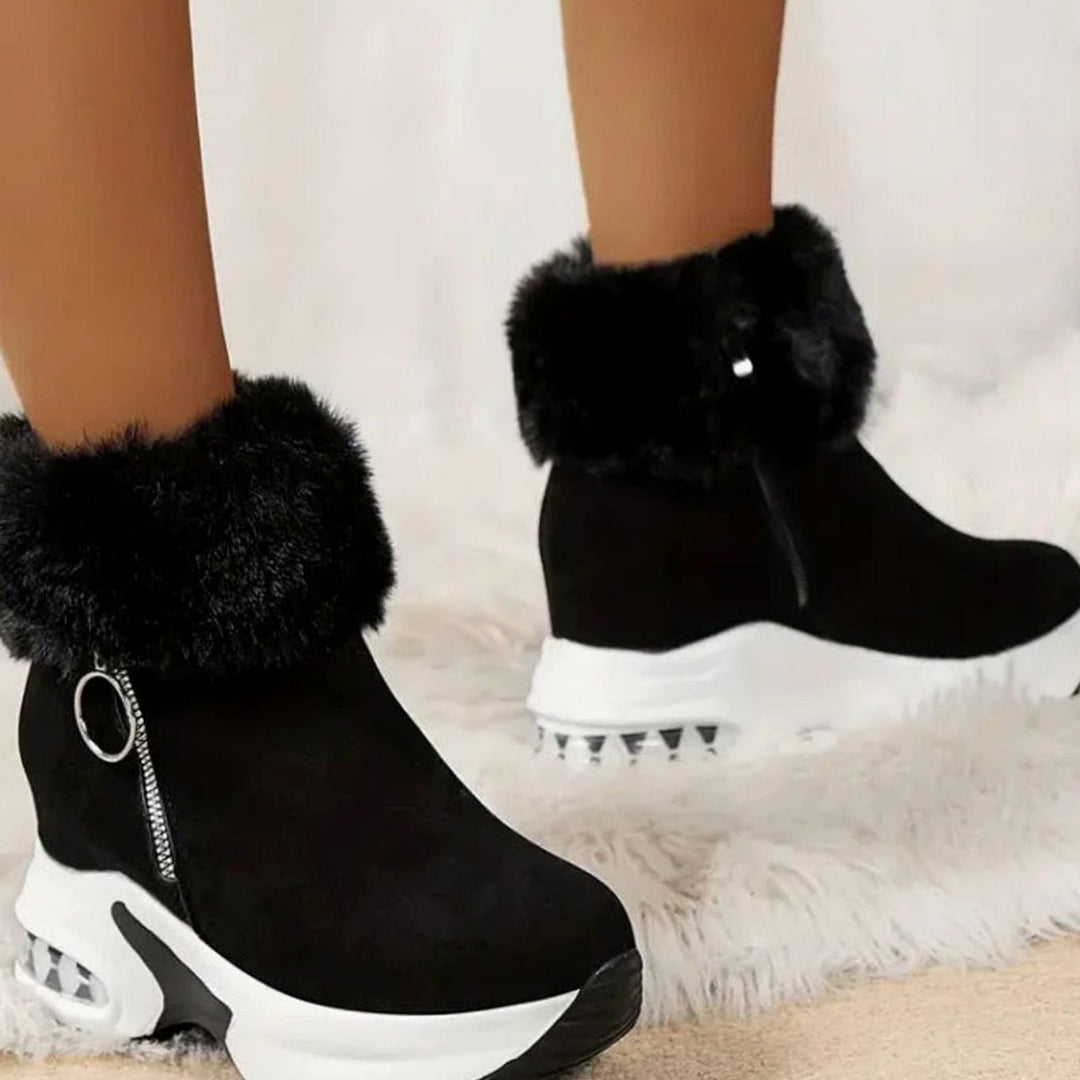 Women's Faux Fur Trim Boots with Platform Sole