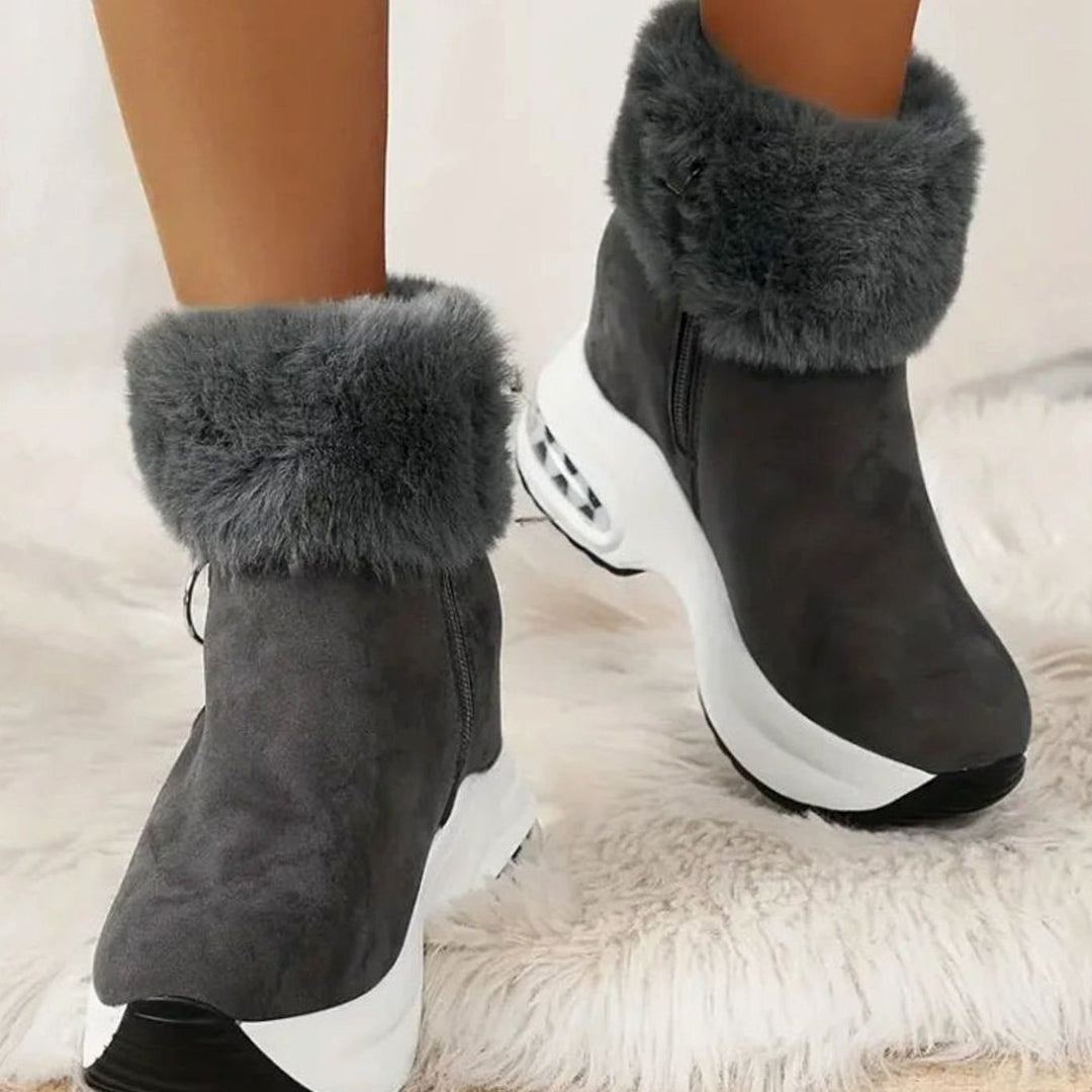Women's Faux Fur Trim Boots with Platform Sole