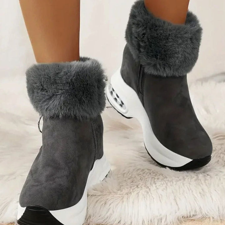Women's Faux Fur Trim Boots with Platform Sole