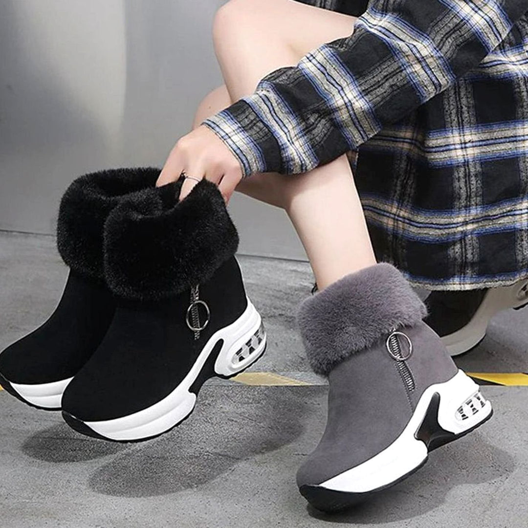 Women's Faux Fur Trim Boots with Platform Sole