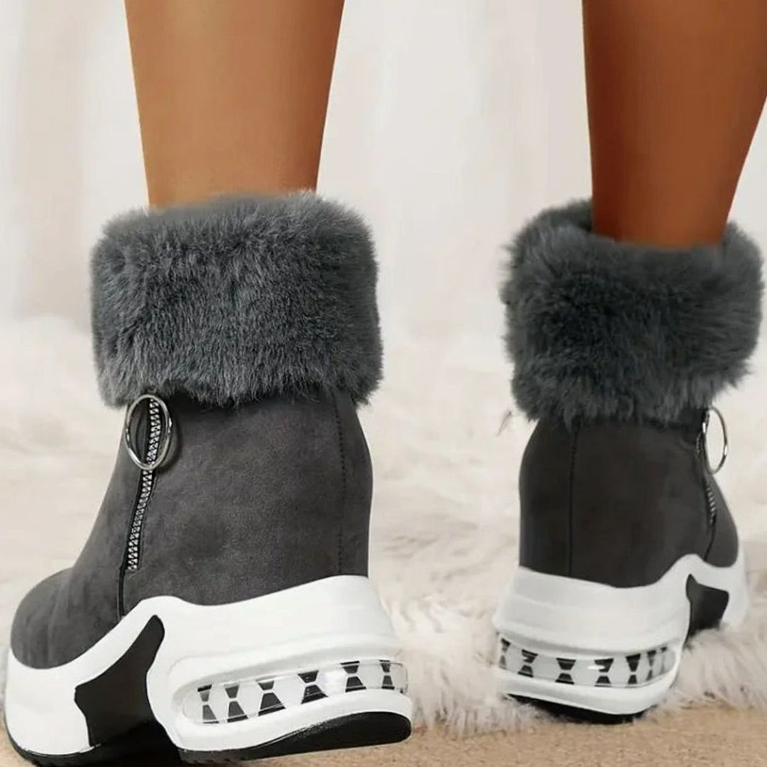 Women's Faux Fur Trim Boots with Platform Sole