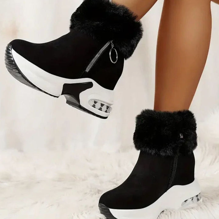 Women's Faux Fur Trim Boots with Platform Sole