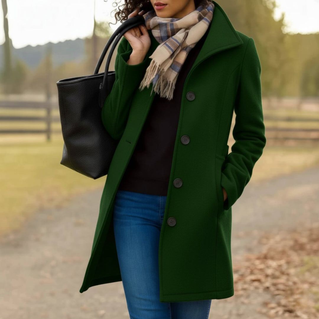 Manteau mi-long pour femme à fermeture boutonnée sur le devant avec poches latérales