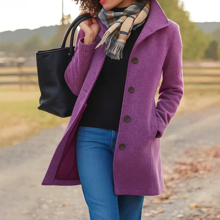 Manteau mi-long pour femme à fermeture boutonnée sur le devant avec poches latérales