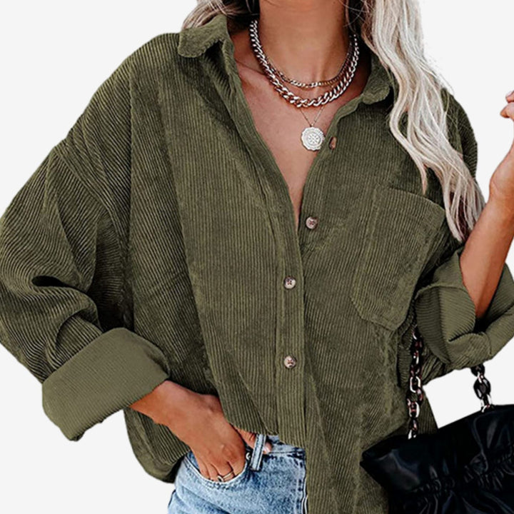 Women's Corduroy Shirt Jacket with Chest Pocket