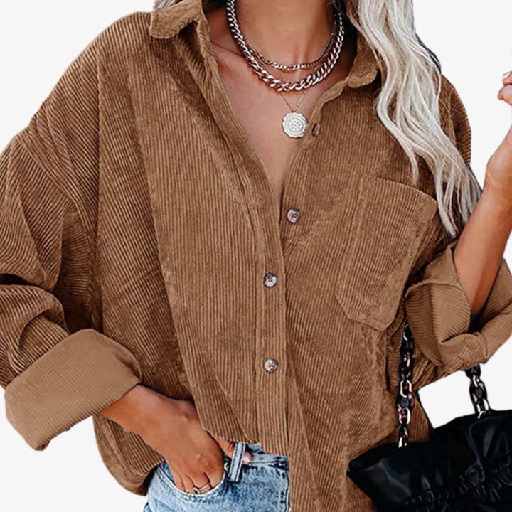 Women's Corduroy Shirt Jacket with Chest Pocket