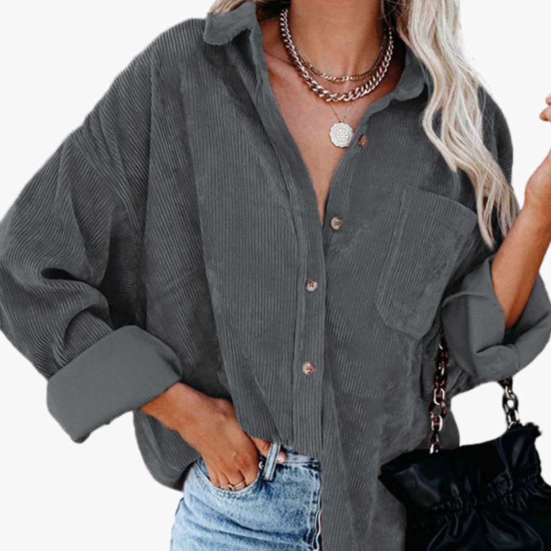 Women's Corduroy Shirt Jacket with Chest Pocket