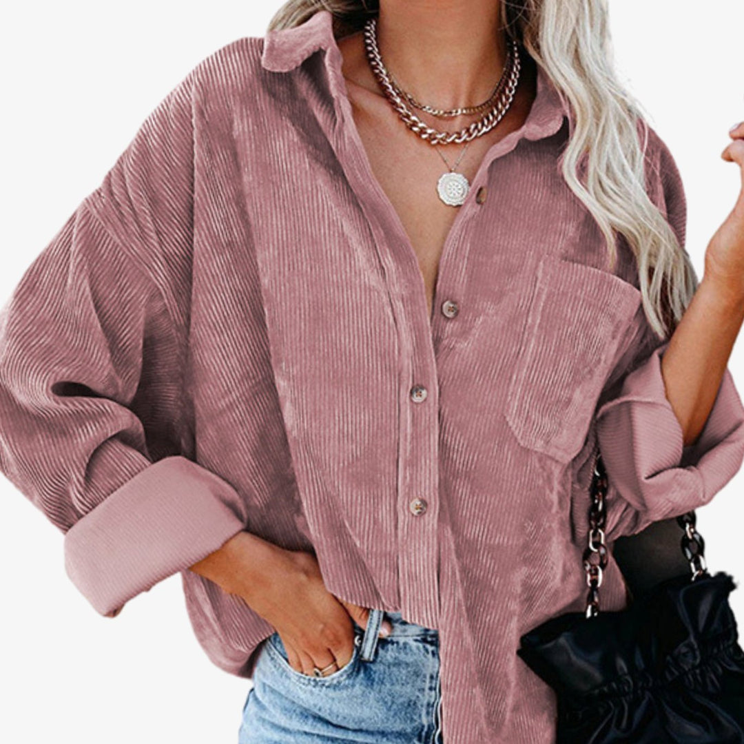 Women's Corduroy Shirt Jacket with Chest Pocket