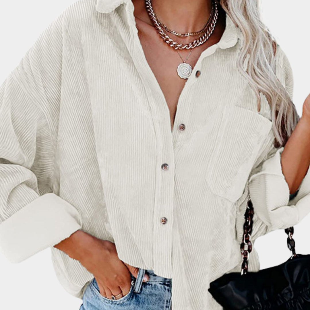 Women's Corduroy Shirt Jacket with Chest Pocket