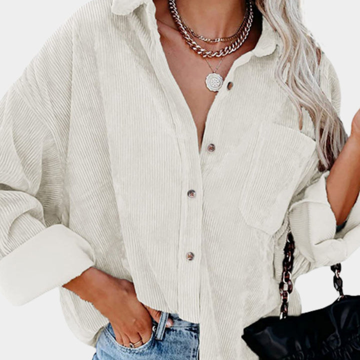 Women's Corduroy Shirt Jacket with Chest Pocket